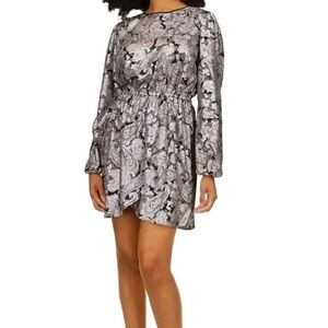 Michael Kors foil paisley long sleeve flounce dress